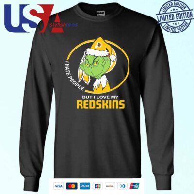Washington Redskins Christmas Grinch I Hate People But I Love My Redskins 2024 Sweater