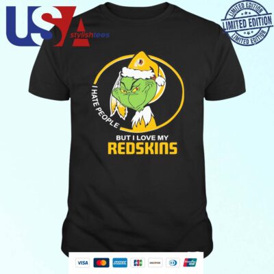 Washington Redskins Christmas Grinch I Hate People But I Love My Redskins 2024 T-shirt