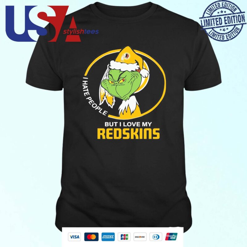 Washington Redskins Christmas Grinch I Hate People But I Love My Redskins 2024 T-shirt