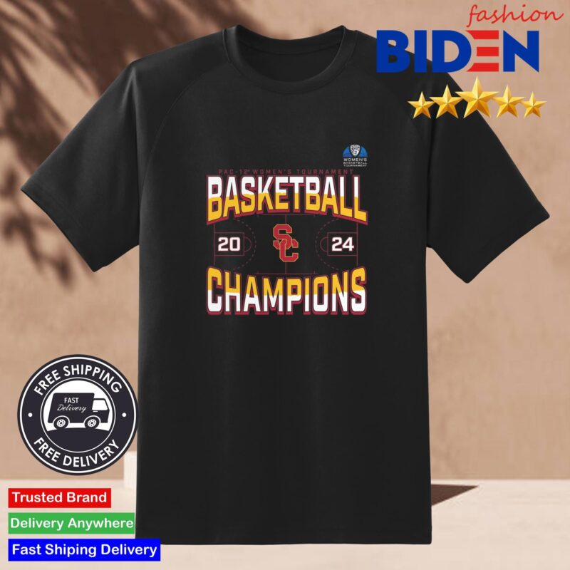 Official USC Trojans 2024 Pac-12 Women's Basketball Conference Tournament Champions Three Pointer Shirt