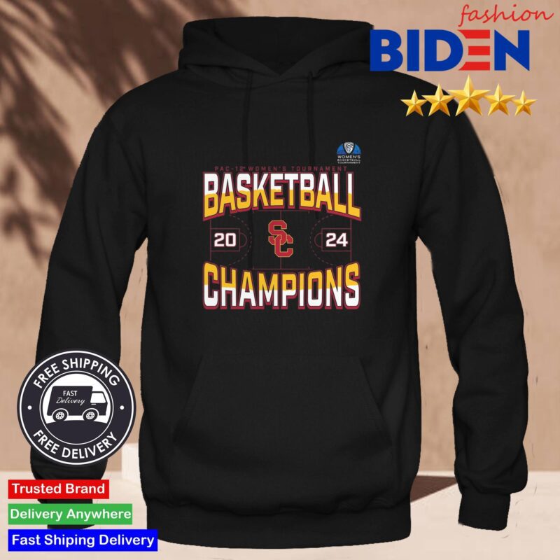 Official USC Trojans 2024 Pac-12 Women's Basketball Conference Tournament Champions Three Pointer Shirt Hoodie Den.jpg