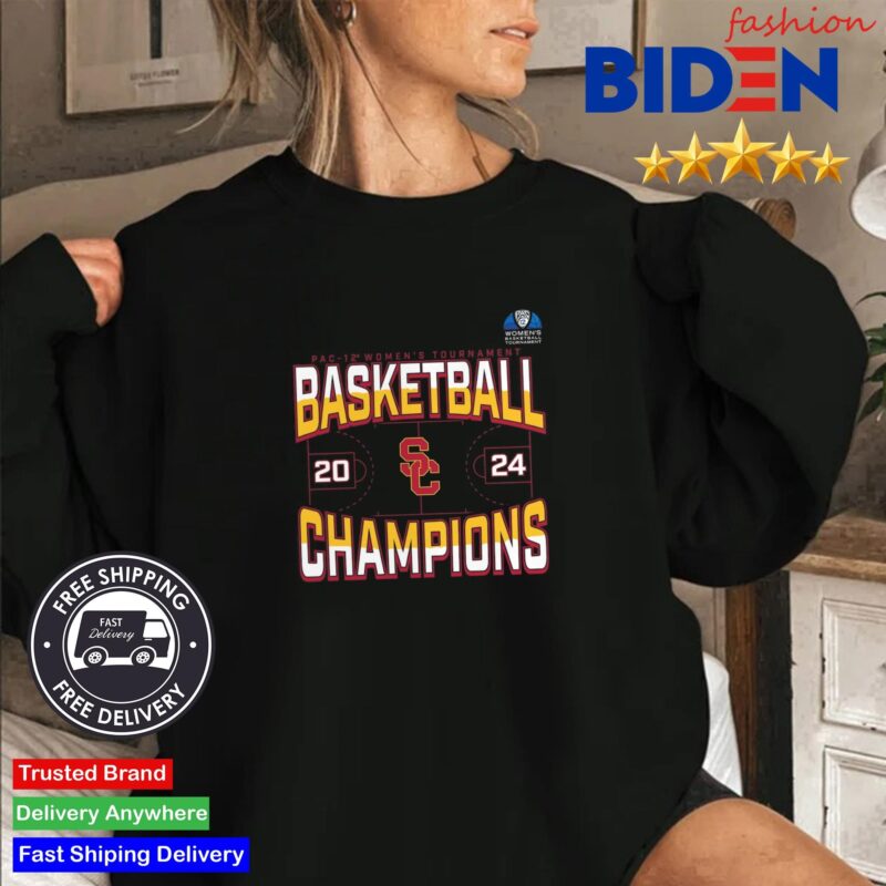 Official USC Trojans 2024 Pac-12 Women's Basketball Conference Tournament Champions Three Pointer Shirt Sweater Den.jpg