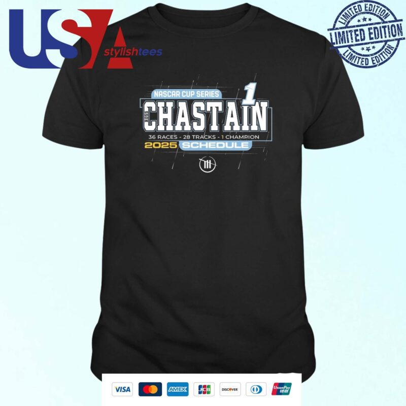 Ross Chastain Checkered Flag Sports 2025 NASCAR Cup Series Schedule T-shirt