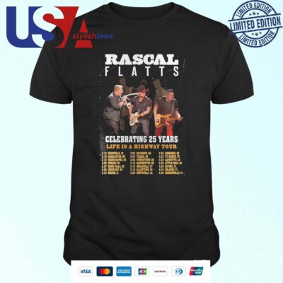 Rascal Flatts Celebrating 25 Years Life Is A Highway Tour T-shirt