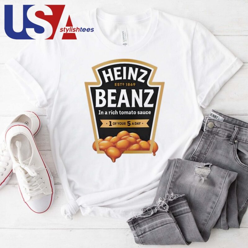 Official Heinz Beanz Est 1869 In A Rich Tomato Sauce 1 Of Your 5 A Day T-shirt