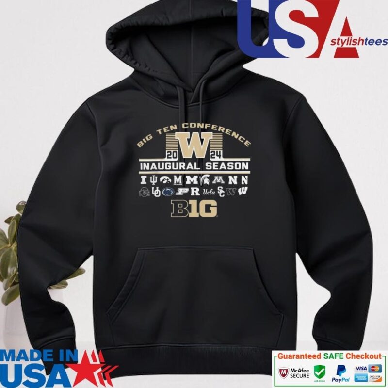 Official Washington Huskies Big Ten 2024 Inaugural Season Multi Logo hoodie