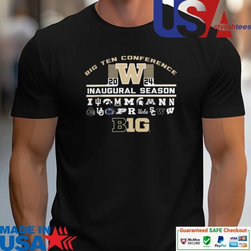 Official Washington Huskies Big Ten 2024 Inaugural Season Multi Logo unisex