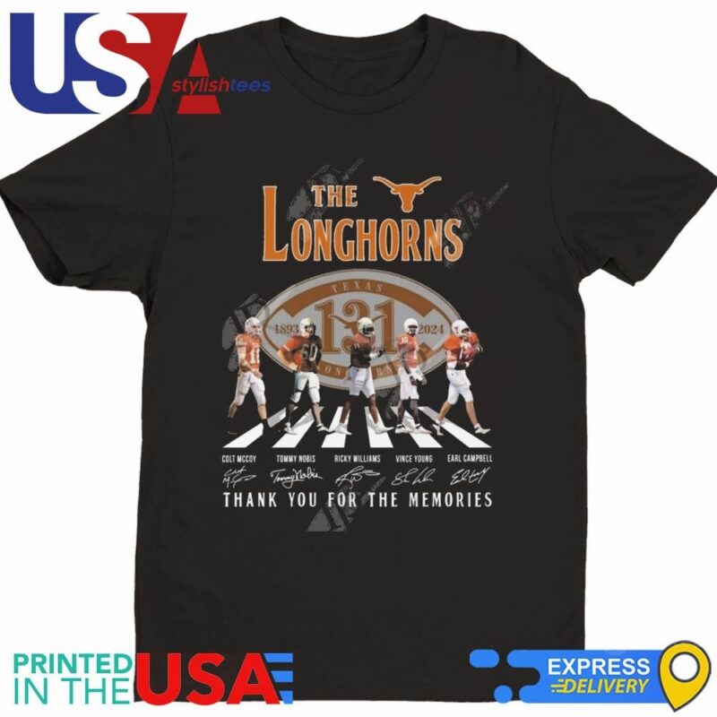 The Texas Longhorns 131th Anniversary 1893-2024 Thank You For The Memories Walking Signatures Shirt