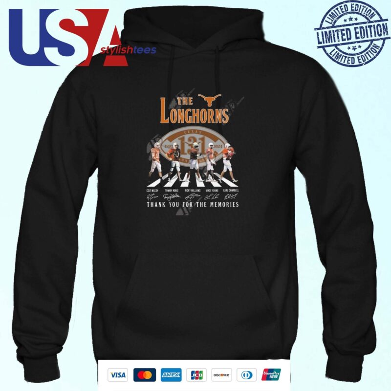 The Texas Longhorns 131th Anniversary 1893-2024 Thank You For The Memories Walking Signatures Hoodie