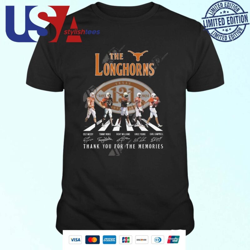 The Texas Longhorns 131th Anniversary 1893-2024 Thank You For The Memories Walking Signatures T-shirt