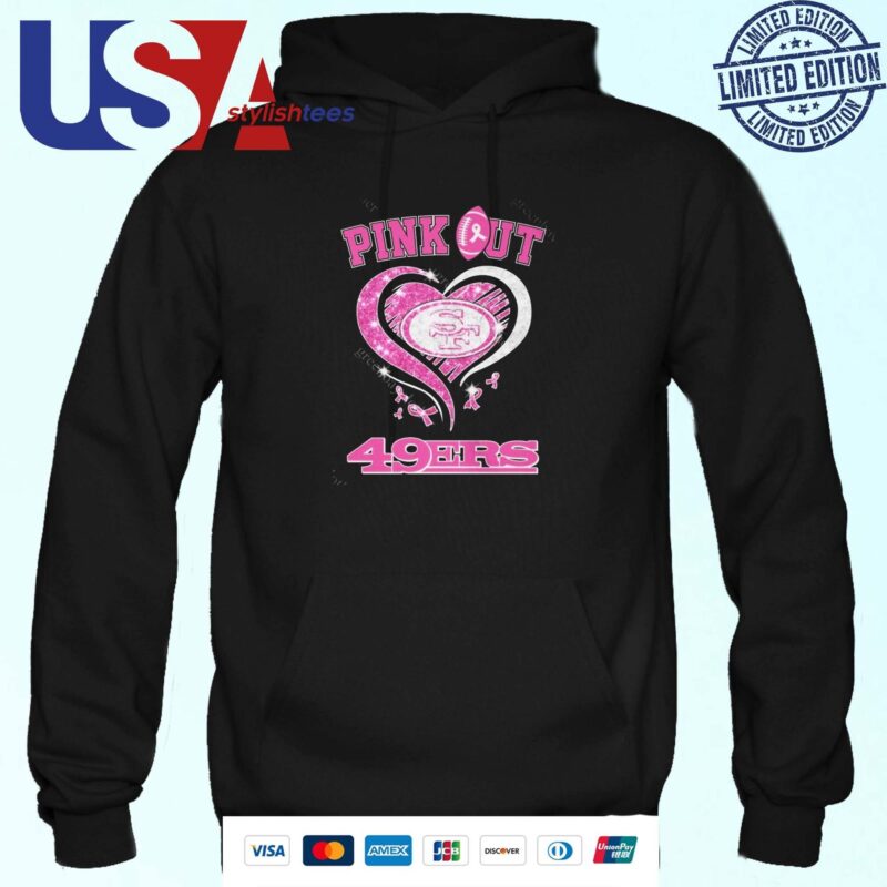 San Francisco 49ers Pink Out 49ers Heart Diamond Hoodie