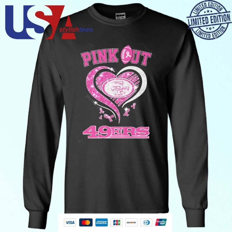 San Francisco 49ers Pink Out 49ers Heart Diamond Sweater