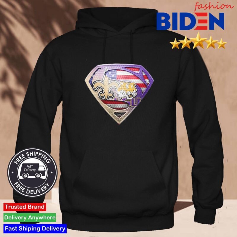 Superman Logo New Orleans Saints And LSU Tigers Shirt Hoodie Den