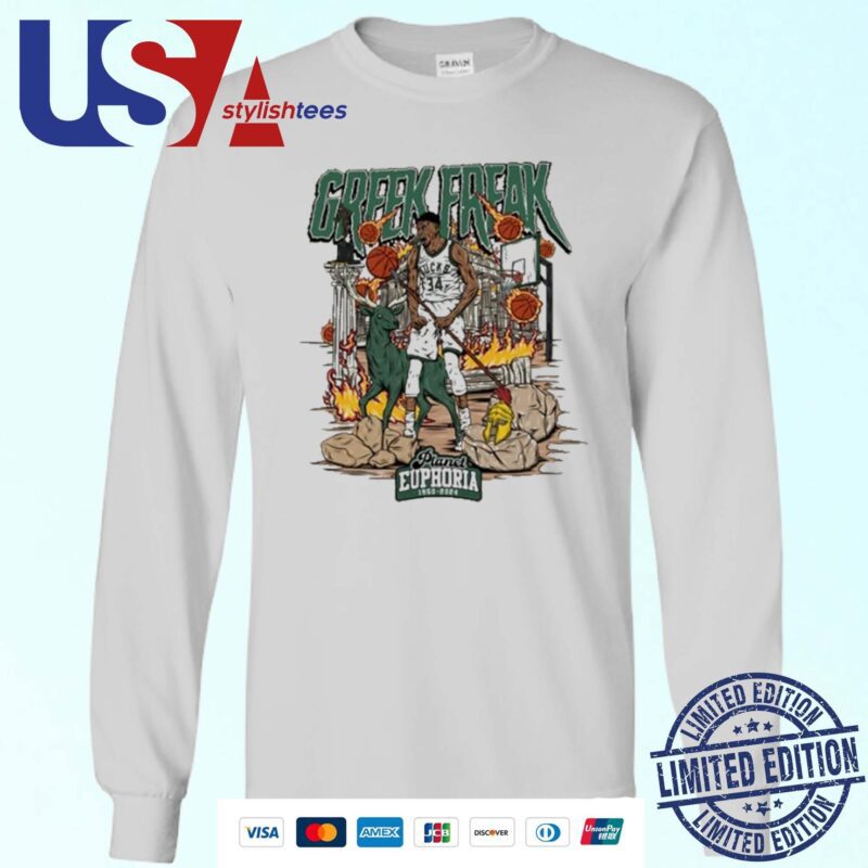 Original Giannis Antetokounmpo Greek Freak Milwaukee Bucks Fire 2024 Sweater