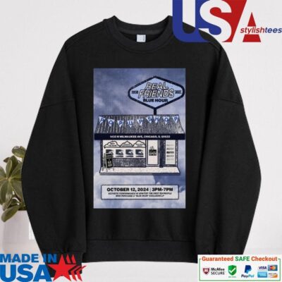 Official Real Friends October 12 2024 1433 N Milwaukee Ave Chicago IL sweater