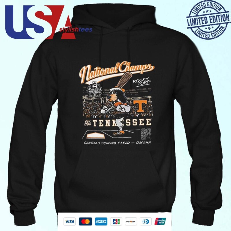 Tennessee Volunteers Baseball 2024 College World Series National Champions Smokey Rocky Top Hoodie