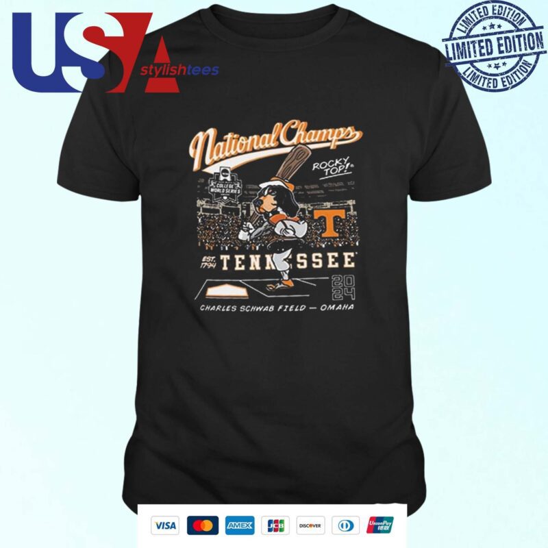 Tennessee Volunteers Baseball 2024 College World Series National Champions Smokey Rocky Top T-shirt