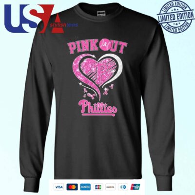 Philadelphia Phillies Pink Out Breast Cancer Heart Diamond Sweater
