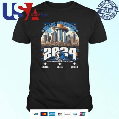 Official Dallas Mavericks NBA 2006-2024 Western Conference Finals Champions Skyline City T-shirt