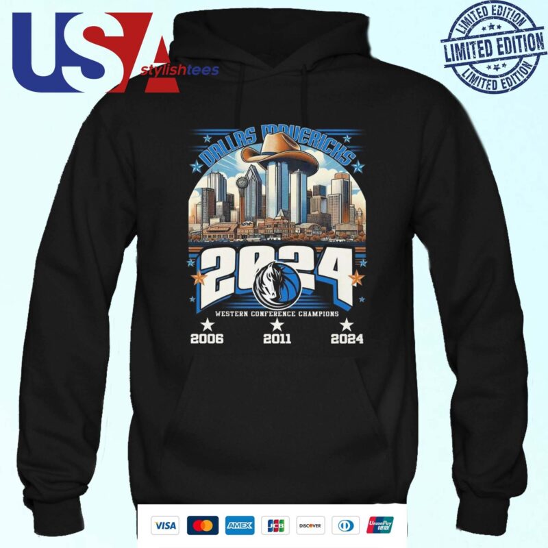 Official Dallas Mavericks NBA 2006-2024 Western Conference Finals Champions Skyline City Hoodie
