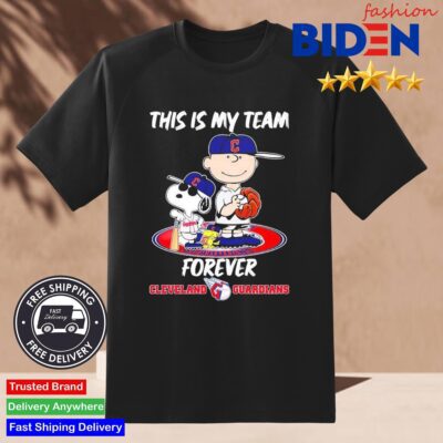 Snoopy And Charlie Brown This Is My Team Forever Cleveland Guardians Baseball Shirt