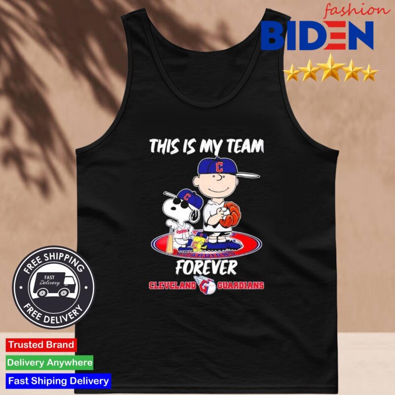 Snoopy And Charlie Brown This Is My Team Forever Cleveland Guardians Baseball Tank Top
