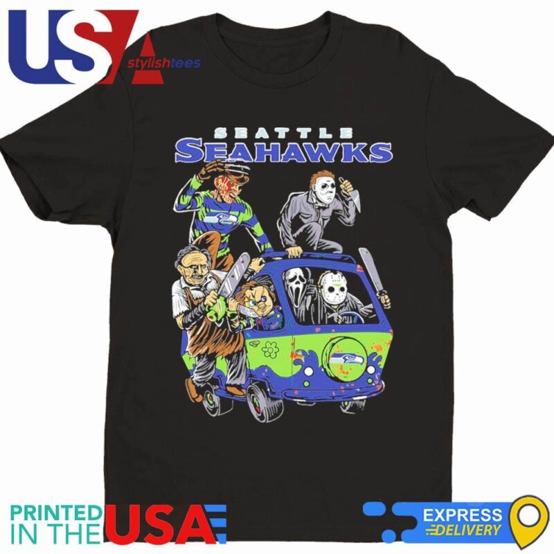 Seattle Seahawks NFL Horror Characters Movie Hippie Halloween Shirt