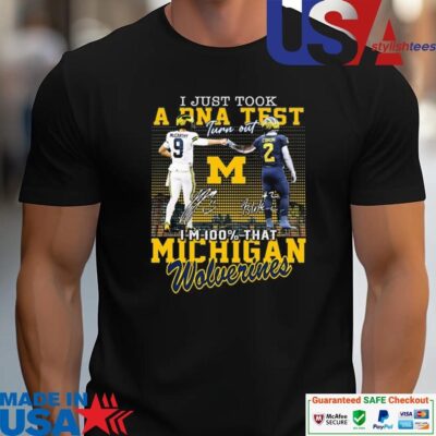 Official I Just Took A DNA Test Turn Out I'm 100 That Michigan Wolverines Signatures unisex