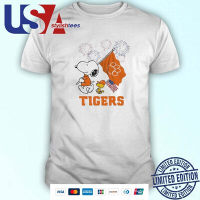 Snoopy And Woodstock Clemson Tigers Football Happy 4th Of July 2024 Shirt