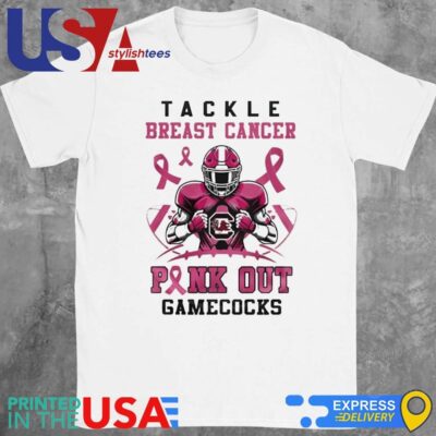 South Carolina Gamecocks Tackle Breast Cancer Pink Out 2024 Shirt