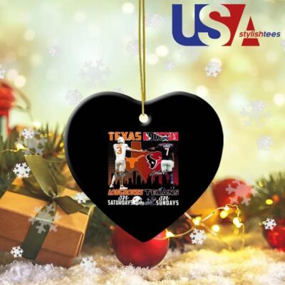 Quinn Ewers Texas Longhorns On Saturdays X CJ Stroud Houston Texans On Sundays Ornament Ornament Heart