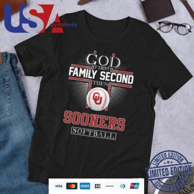 Official God First Family Second Then Oklahoma Sooners Softball Logo Shirt