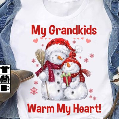 Snowman My Grandkids Warm My Heart Shirt