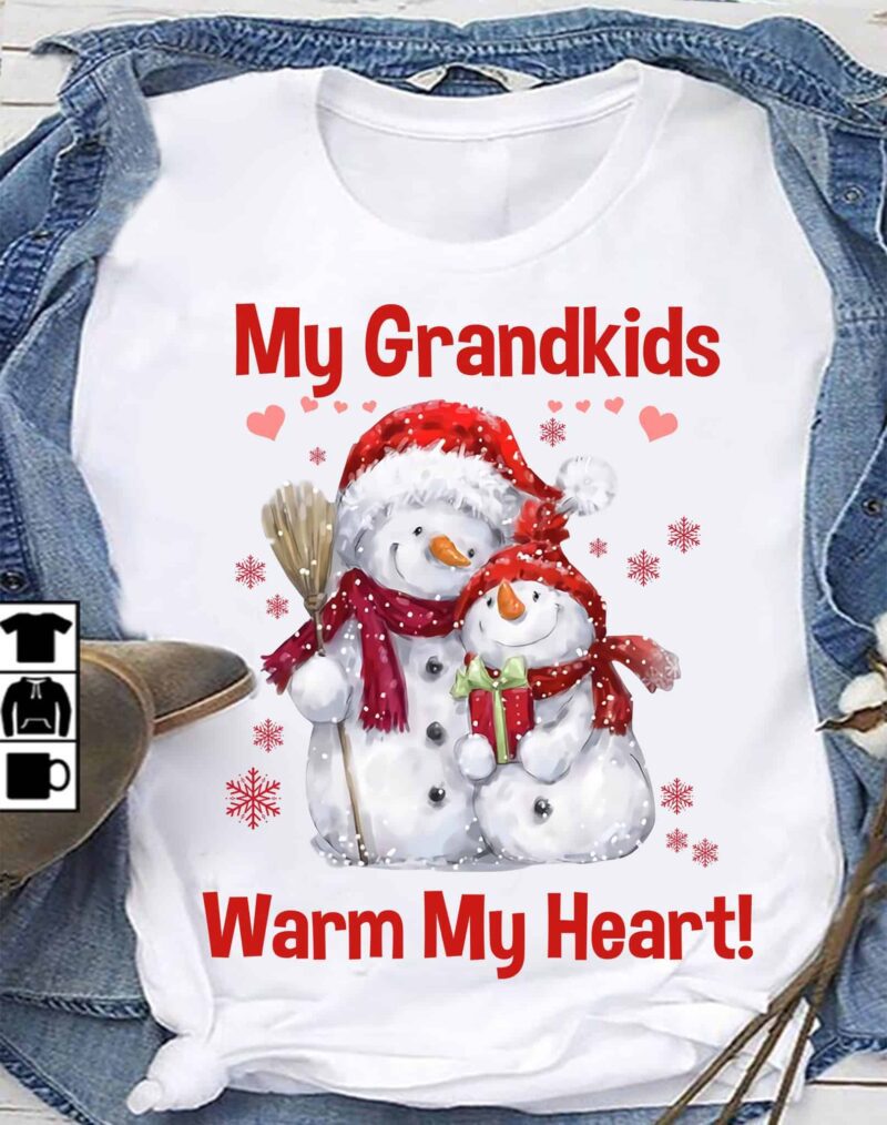 Snowman My Grandkids Warm My Heart Shirt