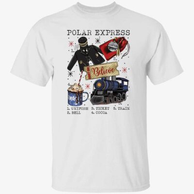 Polar Express Believe Uniform Ticket Train Bell Cocoa Shirt