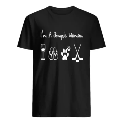 I’M A Simple Woman Wine Flop Dog And Hockey Shirt